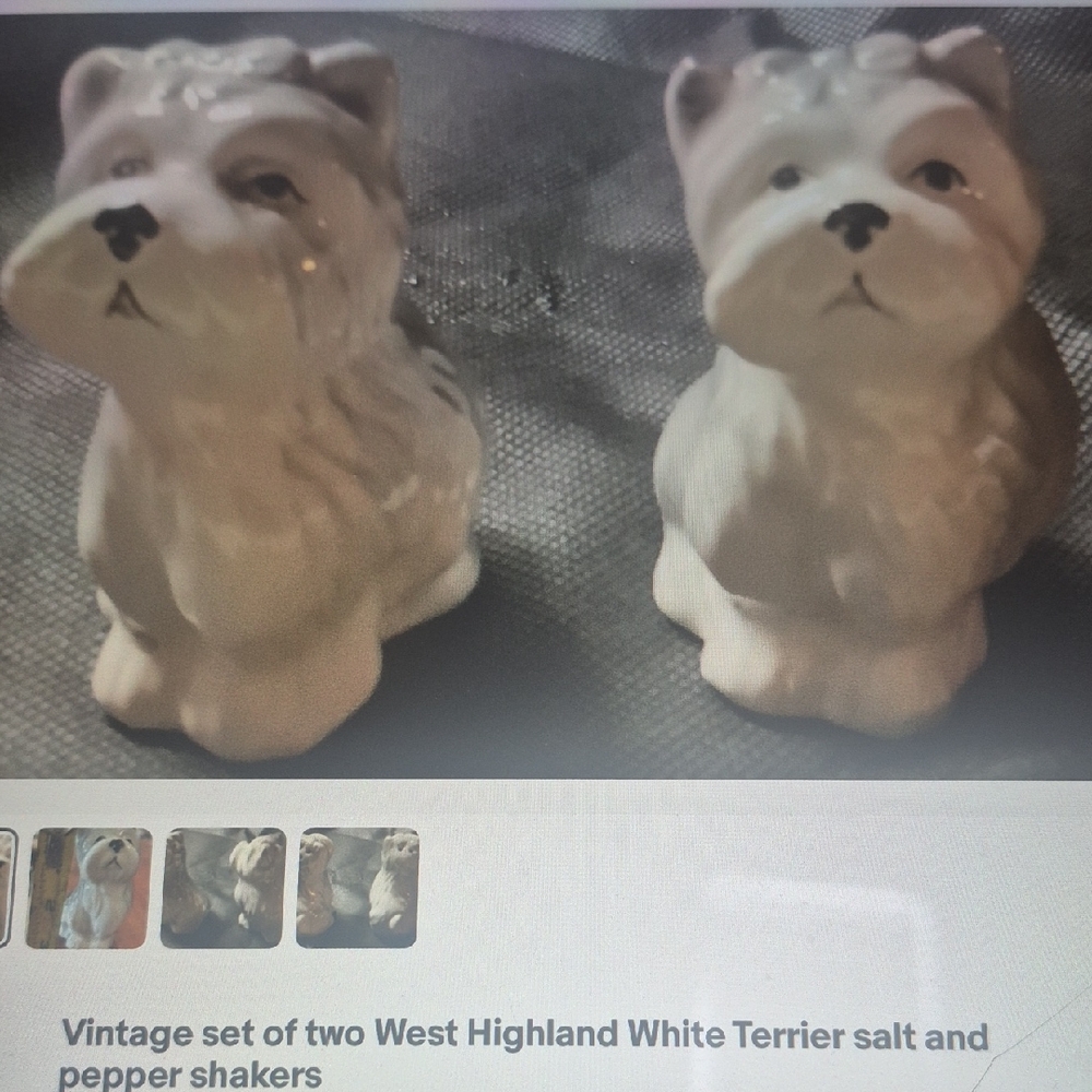 Unlisted White Terrier Salt and Pepper Shakers